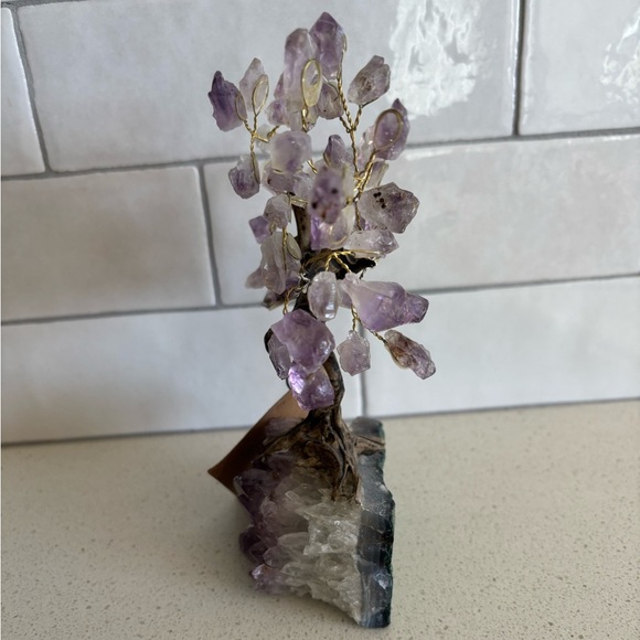 Amethyst Tree of Life on Amethyst Base 8” H Purple Crystal Rock Wire Art - Picture 2 of 7